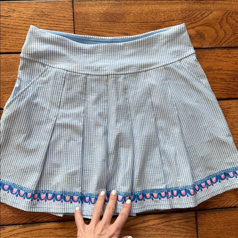 Lilly Pulitzer Skort Women Size 4 Blue Luxletic‎ Striped Seersucker Priska Skirt
